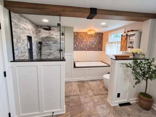 Custom master bathroom addition with walk-in shower, bathtub